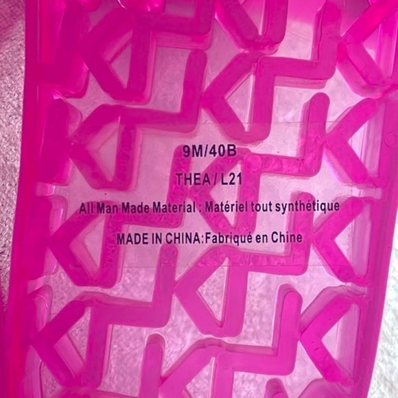 Brand New Karl Lagerfeld Paris Thea Jelly Pool Slides Embellished Pink Sandals - Picture 9 of 16